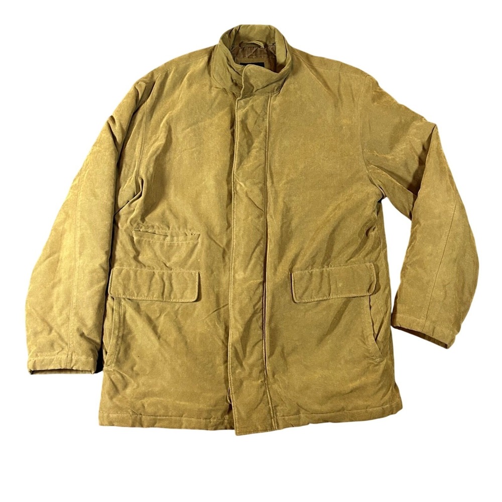 Pierre Cardin Mens Tan Quilted Lined Barn Chore Coat Jacket Size Large